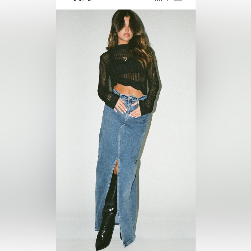 Women's Blue Denim Maxi Skirt